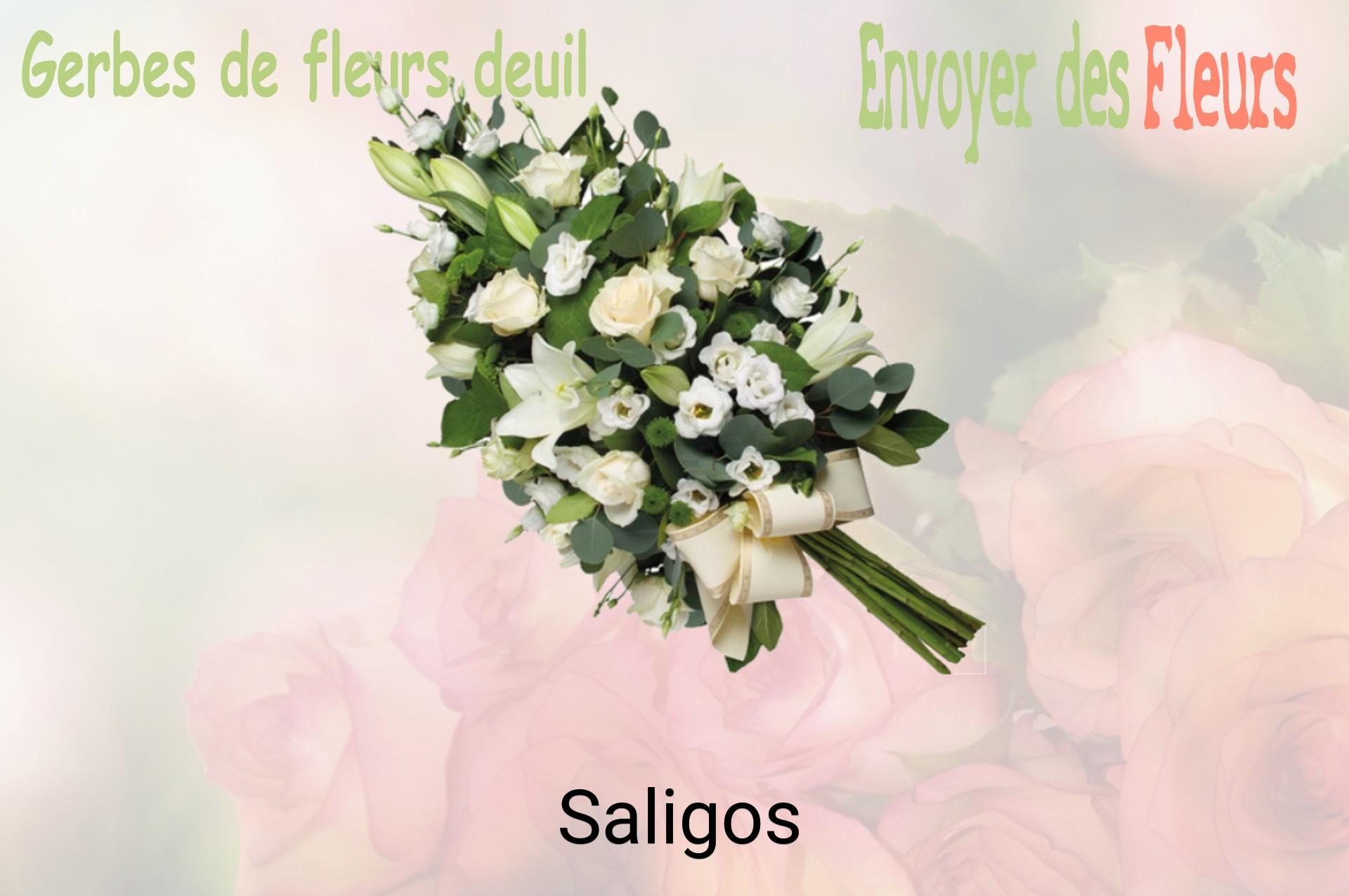 Gerbe de fleurs de deuil livrée à Saligos